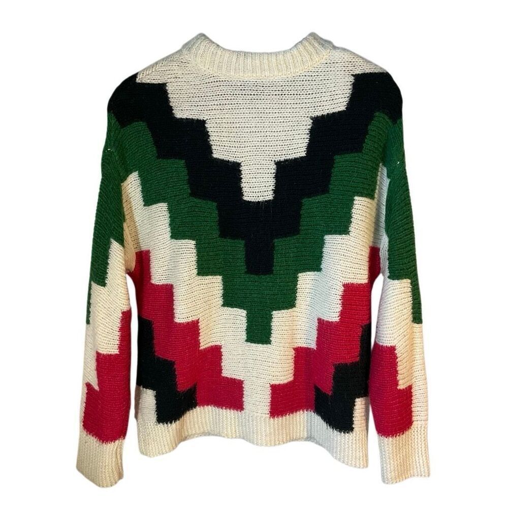 Vintage 90’s Yessica Abstract Sweater, Medium. Oversize fit. Mock Collar